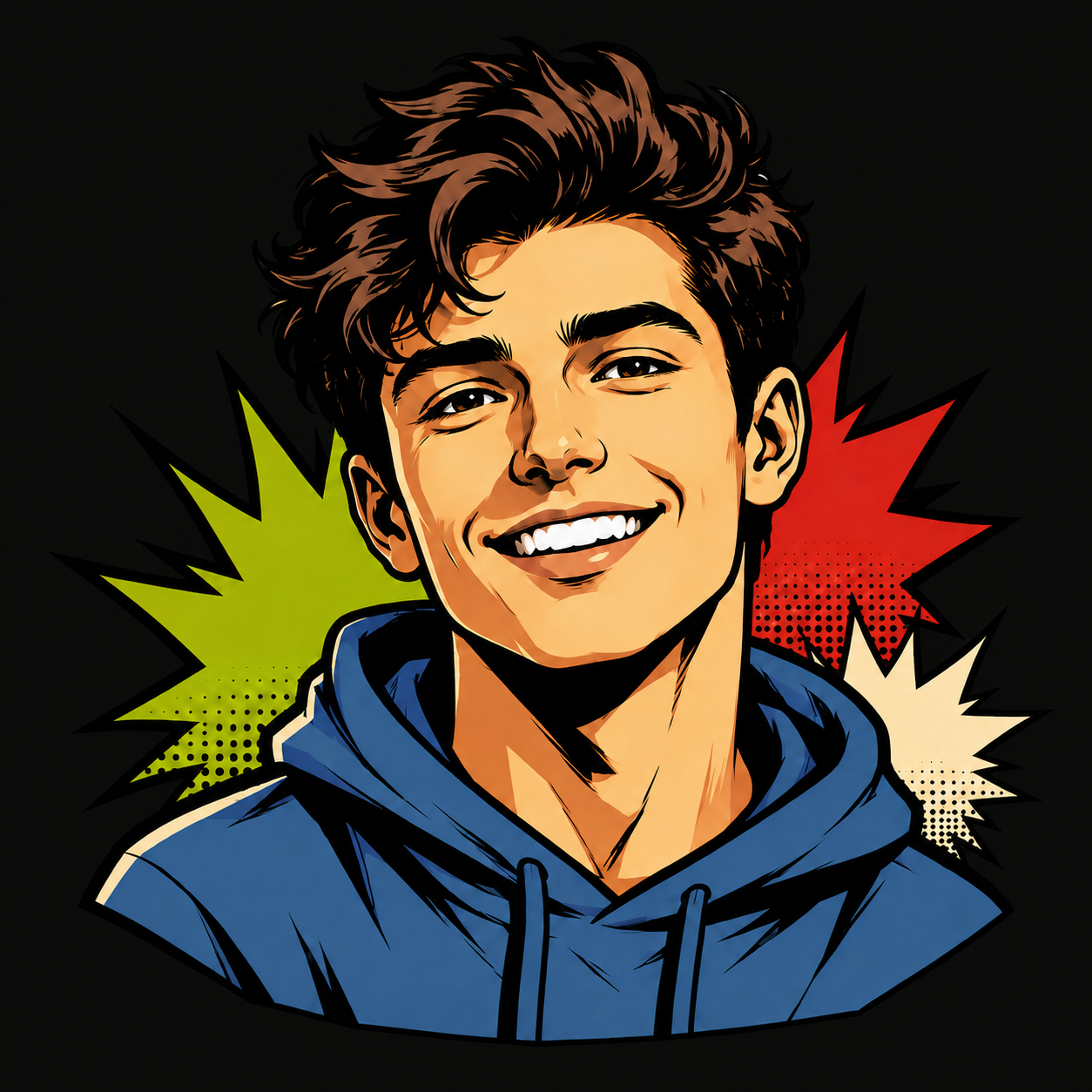 Ritratto trasformato in stile fumetto americano